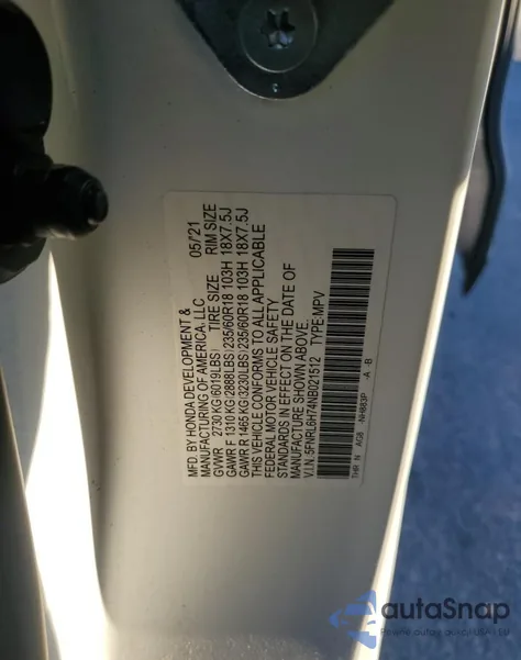 2022 Honda Odyssey Exl from USA, damaged, VIN 5FNRL6H74NB021512